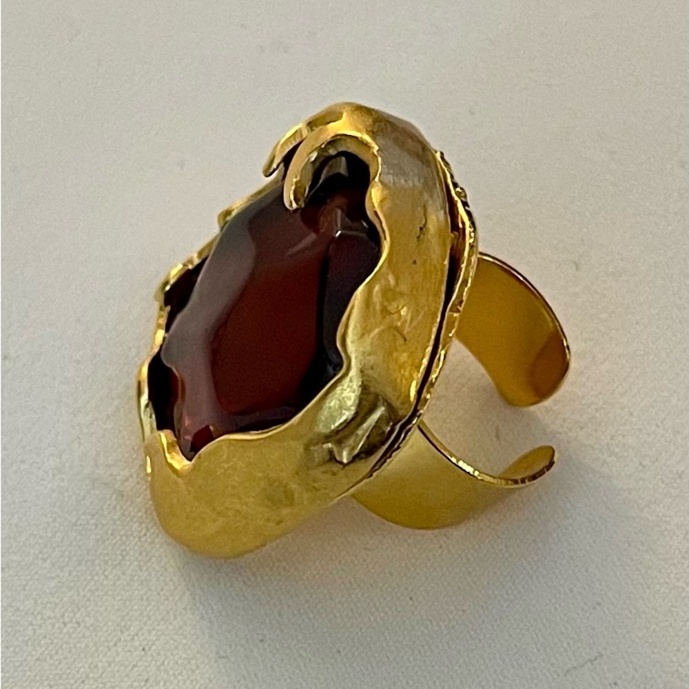 Amber Stone Statement Ring - image 6